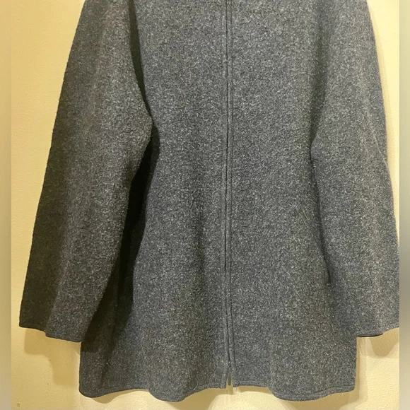 Eileen Fisher Woman Fuzzy Lambswool Blend Zip Up Jacket - Picture 2 of 16